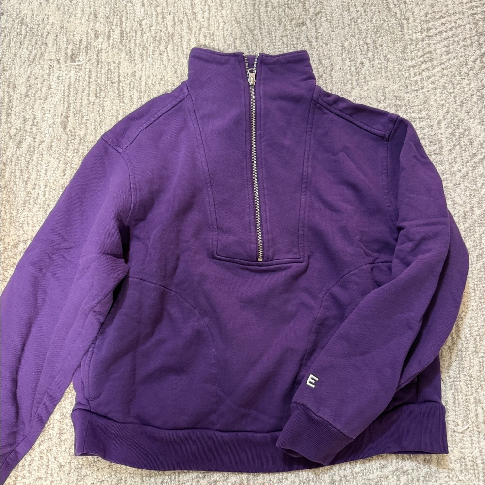 Everlane Deep Purple Quarter-Zip Pullover